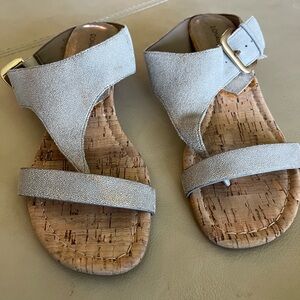 Donald J. Pliner Silver Sandals with Cork Footbed